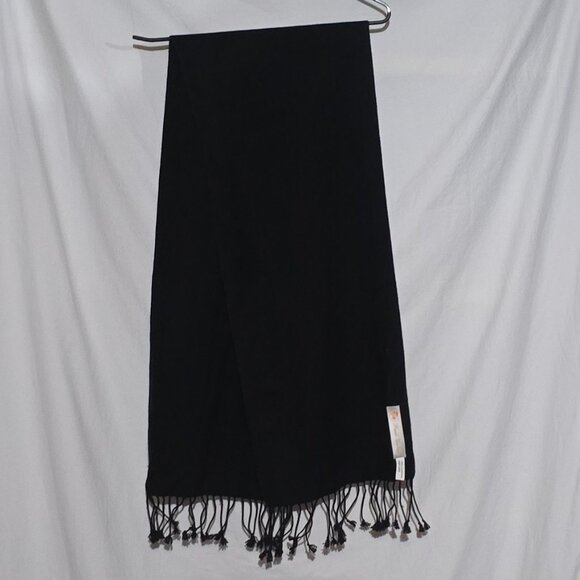 Peach Couture Made in Nepal 100% Cashmere Scarf - Black - 11 3/4" x 58" - Picture 1 of 5